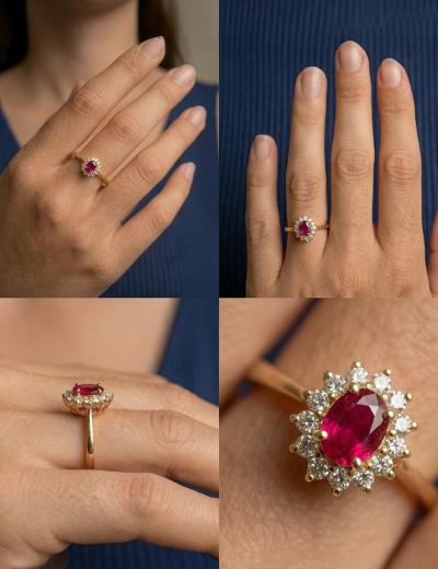 Klasik Anturaj Oval Yakut Yüzük resmi