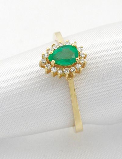 Klasik Anturaj Damla Zümrüt Yüzük resmi