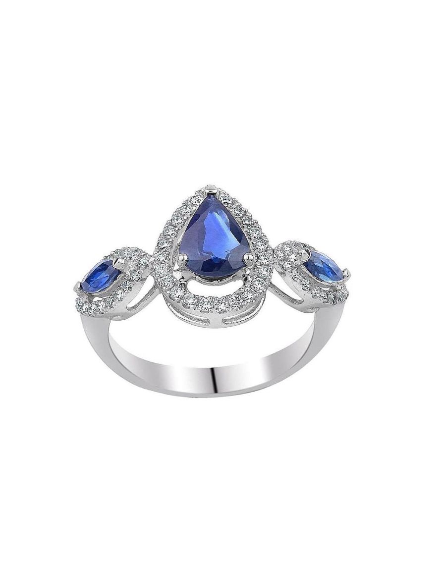 Pırlanta Damla Tasarım Safir Yüzük resmi