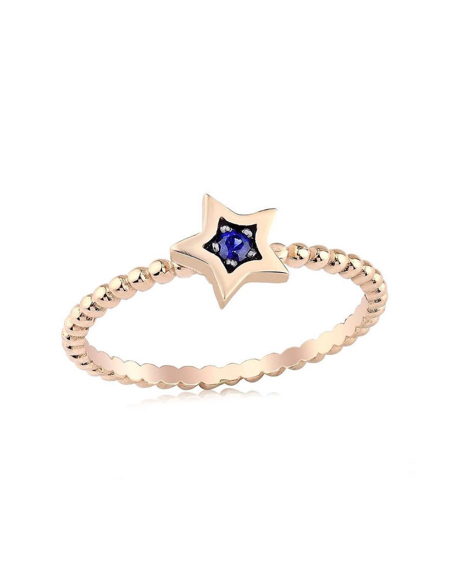 0.05 Karat Safir 14 Ayar Altın Yıldız Yüzük resmi