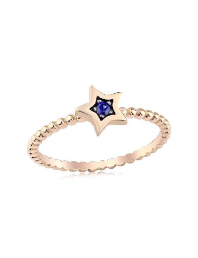 0.05 Karat Safir 14 Ayar Altın Yıldız Yüzük resmi