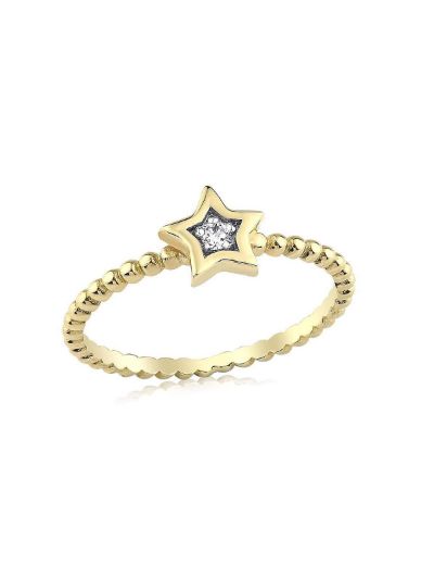 0.04 Karat Pırlanta 14 Ayar Altın Yıldız Yüzük resmi