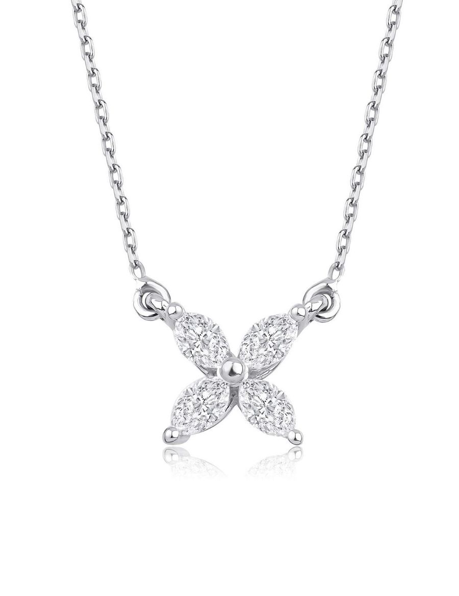 Dört Yapraklı Yonca Markiz Pırlanta Kolye resmi