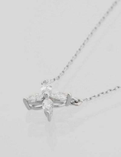 Dört Yapraklı Yonca Markiz Pırlanta Kolye resmi