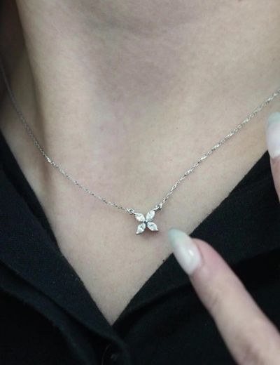 Dört Yapraklı Yonca Markiz Pırlanta Kolye resmi