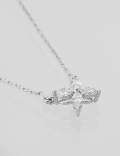 Dört Yapraklı Yonca Markiz Pırlanta Kolye resmi