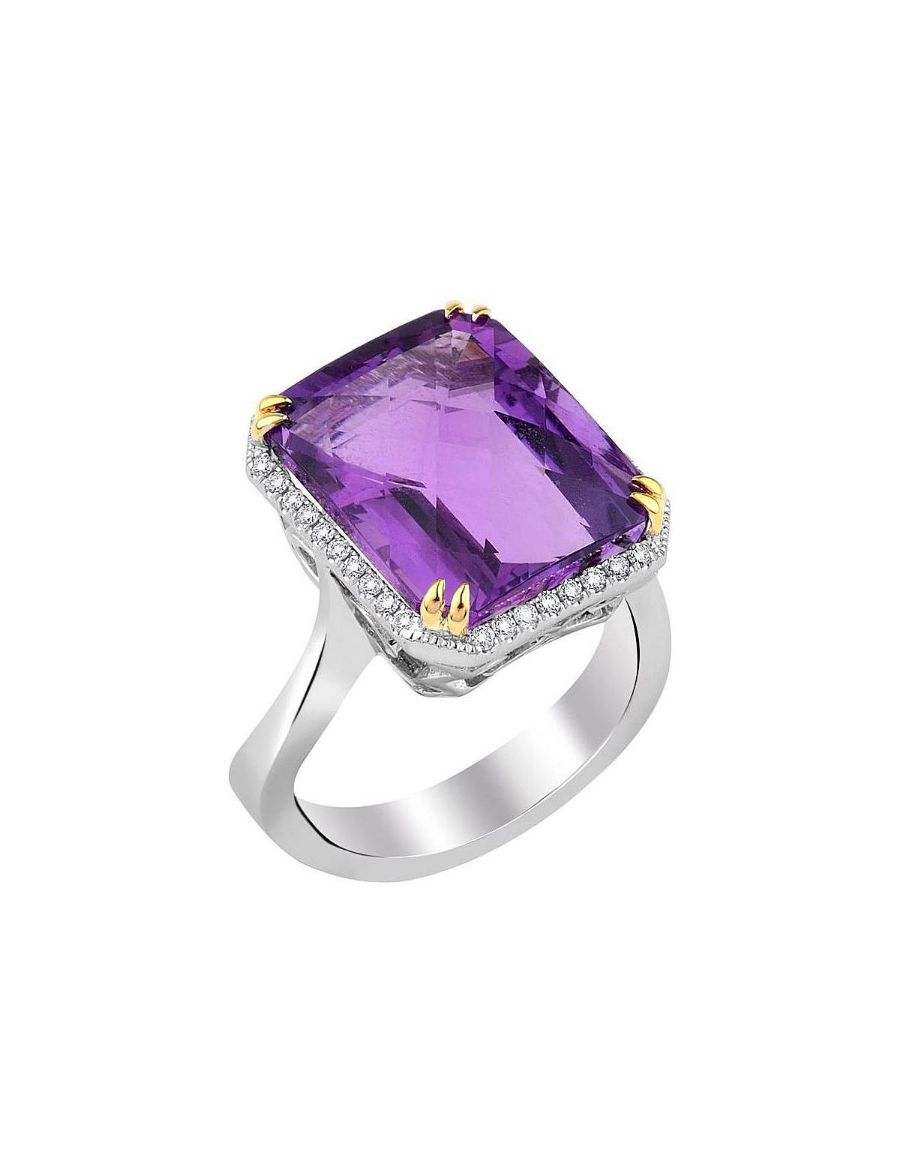 Tasarım Pırlanta Ametist Tektaş Yüzük resmi