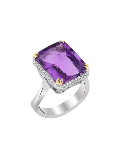 Tasarım Pırlanta Ametist Tektaş Yüzük resmi