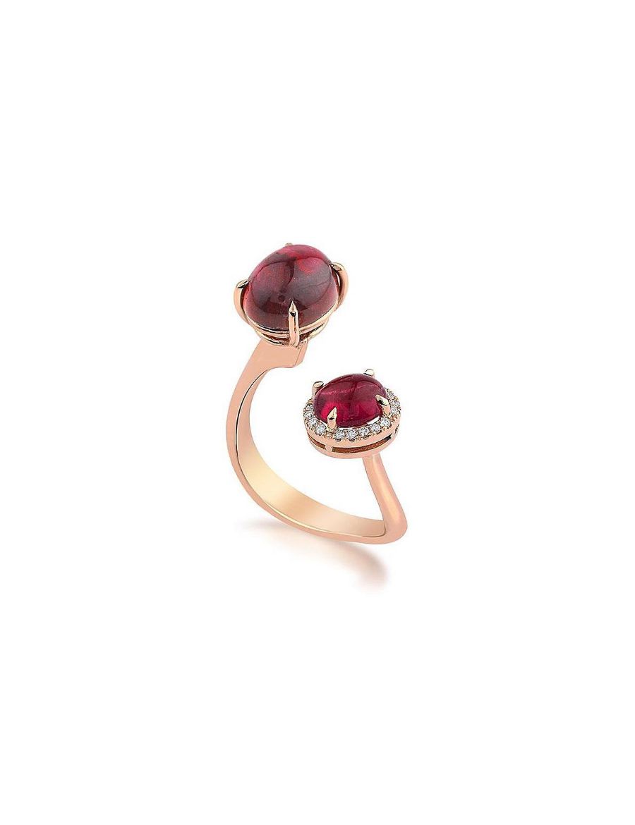 0.08 Karat Pırlantalı İkili Turmalin Yüzük PY1694-1 resmi