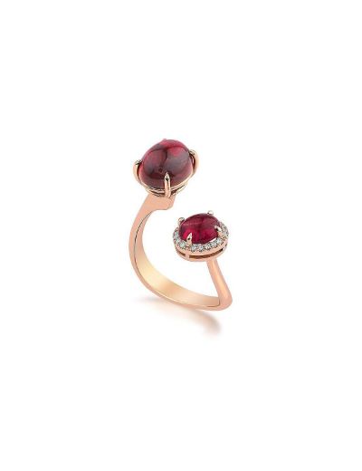 0.08 Karat Pırlantalı İkili Turmalin Yüzük PY1694-1 resmi