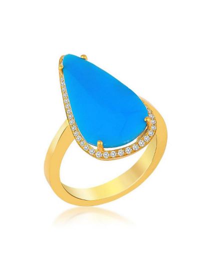 0.22 Karat Pırlantalı Firuze Yüzük PY1794-1 resmi