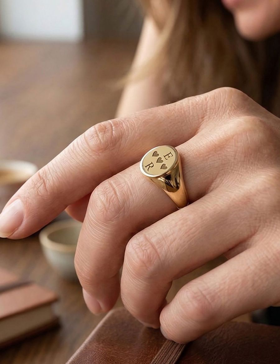 14K Altın Oval Parlak Chocolate Yüzük 4Y28112 resmi