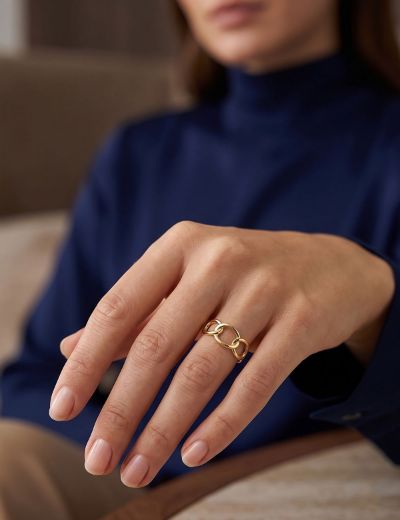 14K Altın Üç Halkalı Chocolate Yüzük 4Y28104 resmi