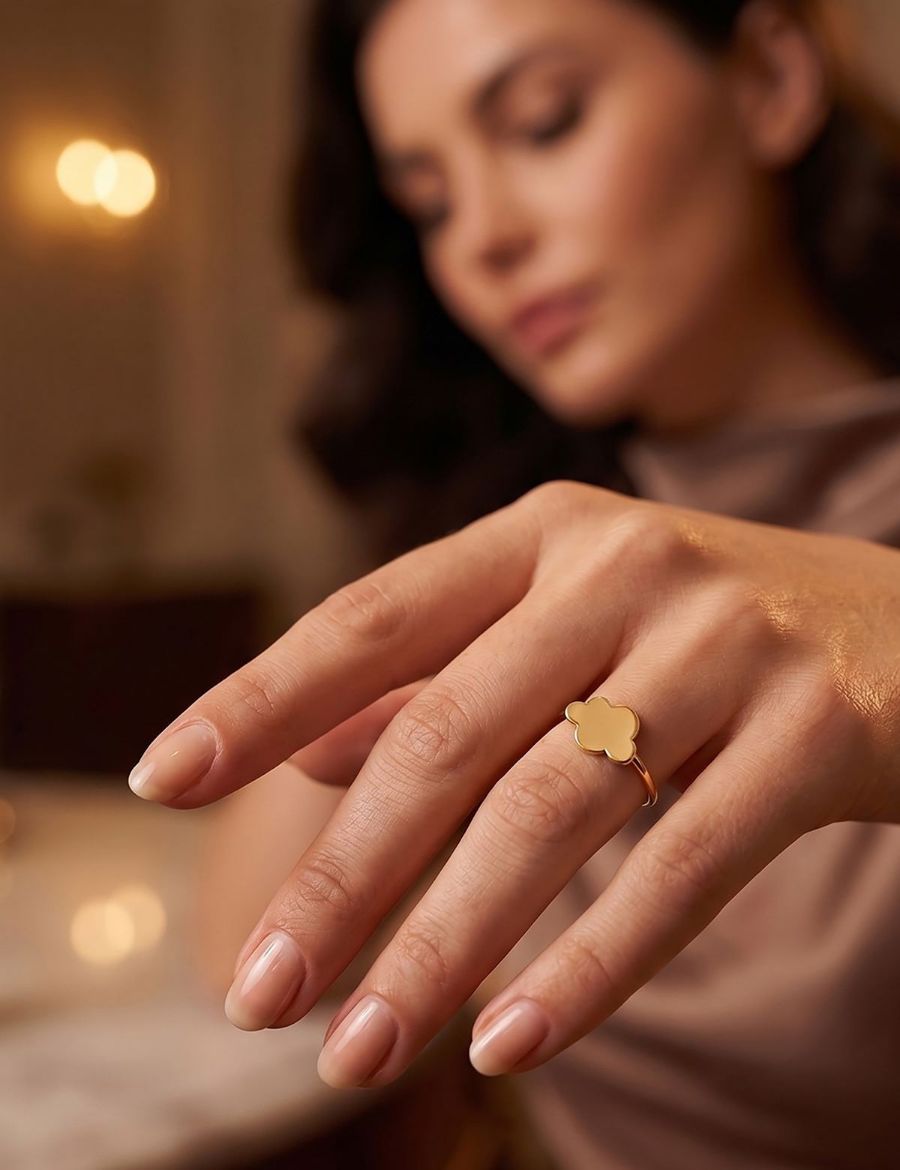 14K Altın Bulut Motifli Chocolate Yüzük 4Y28109 resmi