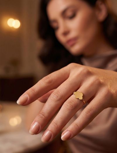 14K Altın Bulut Motifli Chocolate Yüzük 4Y28109 resmi