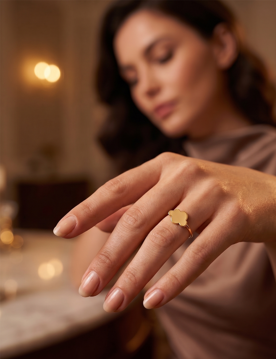 14K Altın Bulut Motifli Chocolate Yüzük 4Y28109 resmi