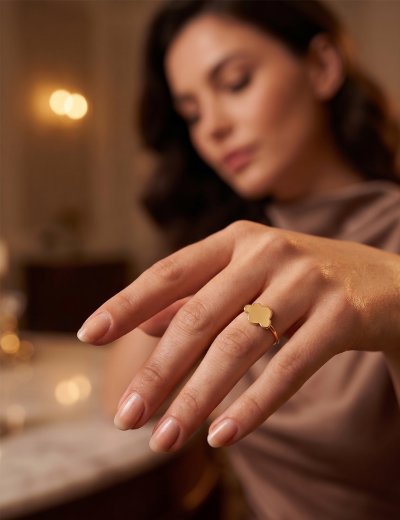 14K Altın Bulut Motifli Chocolate Yüzük 4Y28109 resmi