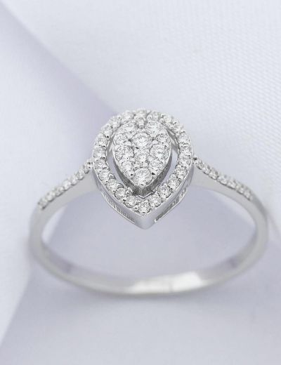 0.25 Karat H-I vs Pırlanta 14 Ayar Altın Damla Yüzük resmi