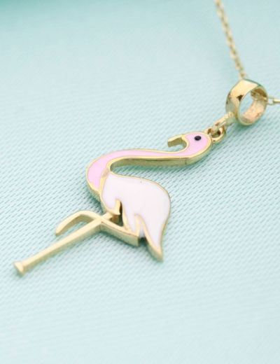 Mineli Flamingo 14 Ayar Altın Kolye resmi
