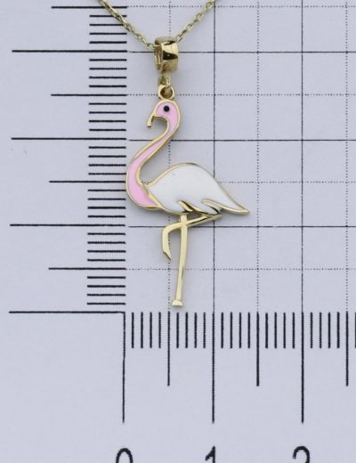 14 Ayar Altın Mineli Flamingo Kolye  resmi