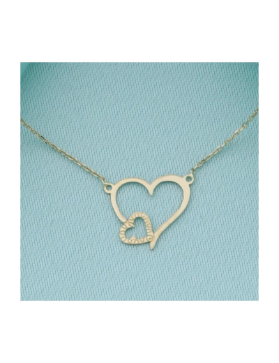 14 Ayar Altın Çift Kalp Kolye resmi