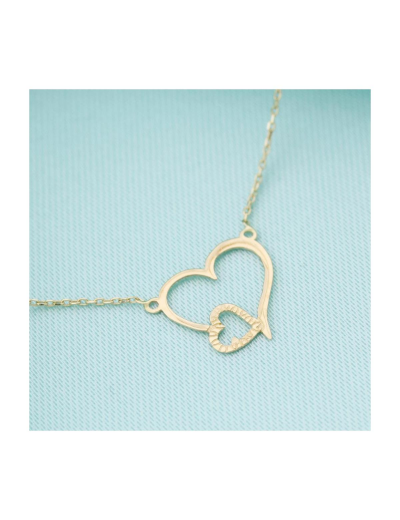 14 Ayar Altın Çift Kalp Kolye resmi