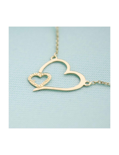 14 Ayar Altın Çift Kalp Kolye resmi