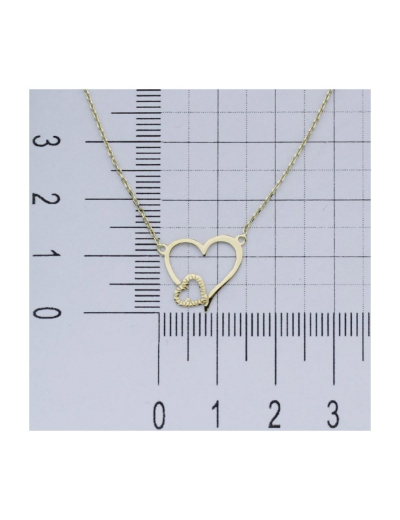 14 Ayar Altın Çift Kalp Kolye resmi