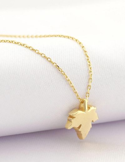 14 Ayar Altın Çınar Yaprağı Kolye resmi