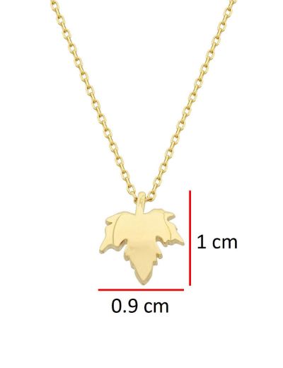 14 Ayar Altın Çınar Yaprağı Kolye resmi