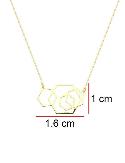 Geometrik Altıgen 14 Ayar Altın Kolye resmi