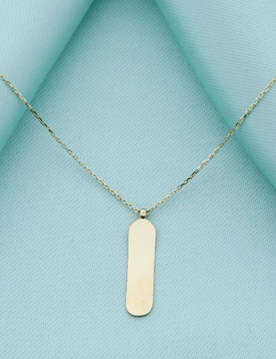 Kişiye Özel Dikey Plaka İsimli Altın Kolye - 14 Ayar resmi