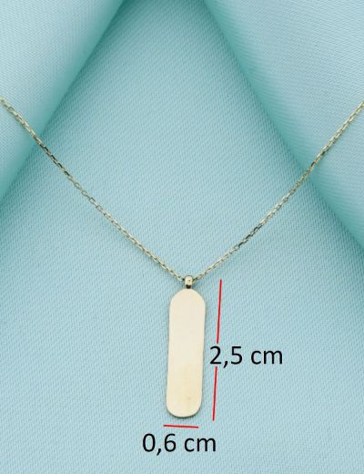 Kişiye Özel Dikey Plaka İsimli Altın Kolye - 14 Ayar resmi