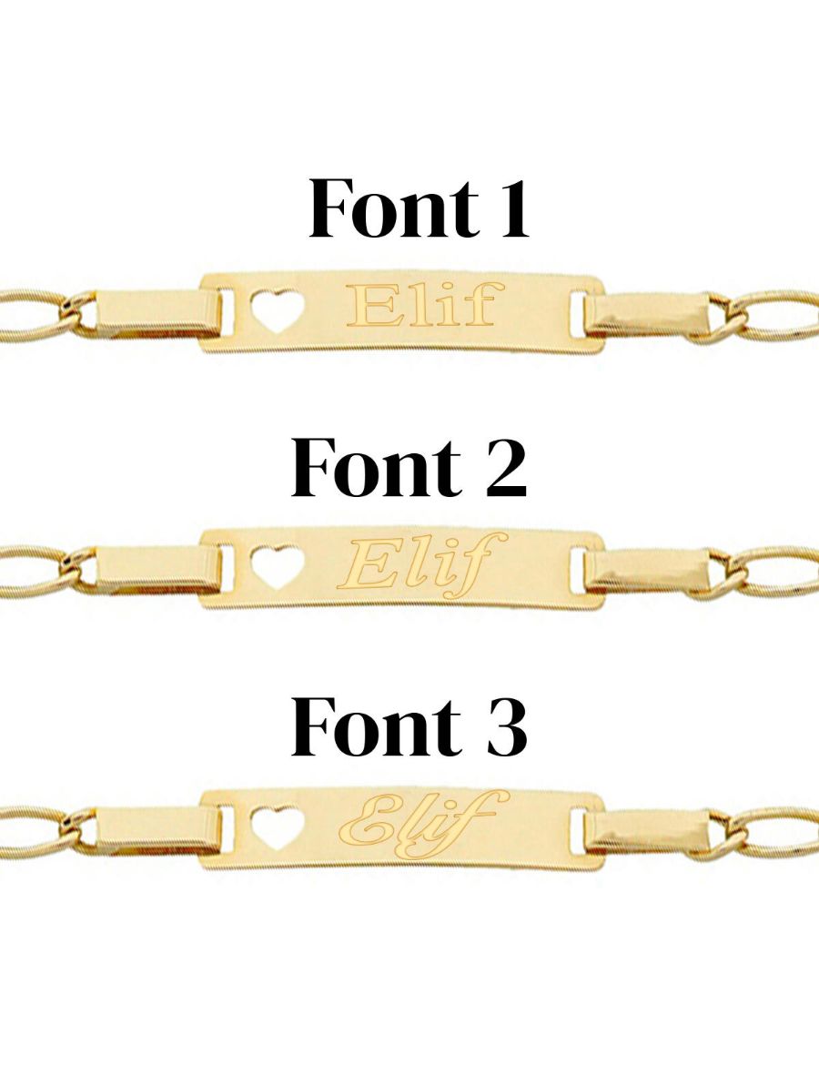 Altın Bebek Künye Bileklik-Kalp Figürlü resmi