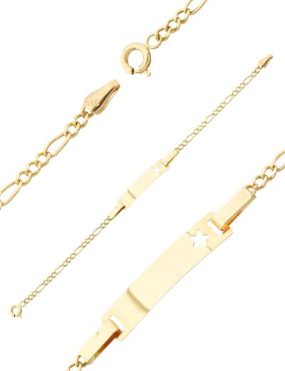 Figaro Zincir Yıldız Altın Çocuk Künye Bileklik resmi