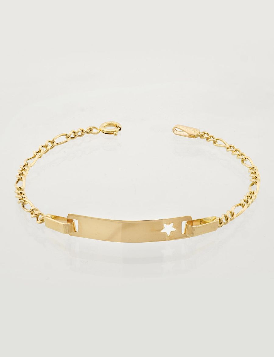 Figaro Zincir Yıldız Altın Çocuk Künye Bileklik resmi