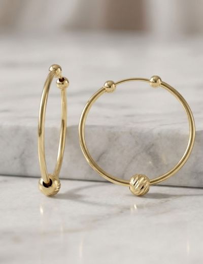 Dorikalı Altın Halka Küpe (Çapı: 2.7cm) resmi