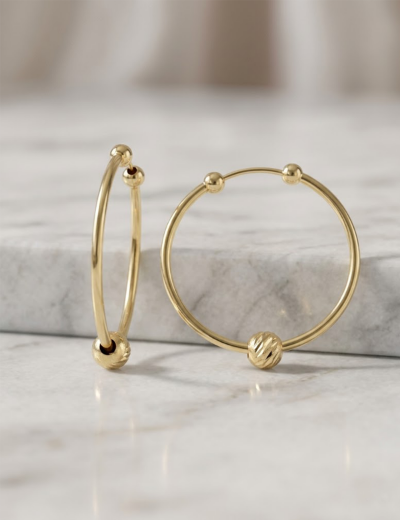 Dorikalı Altın Halka Küpe (Çapı: 2.7cm) resmi