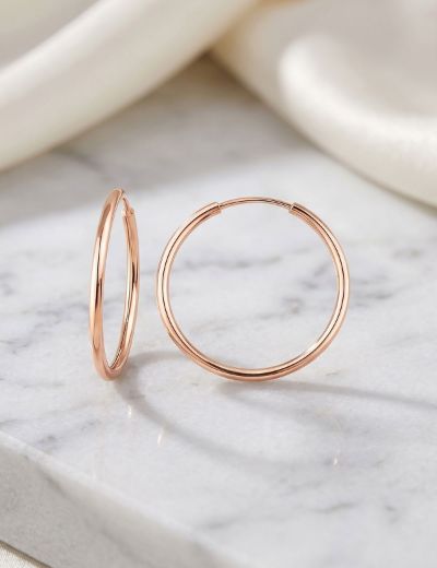 Pembe Altın Halka Küpe (Rose gold - Çapı: 2.20cm) resmi