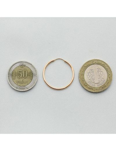 Pembe Altın Halka Küpe (Rose gold - Çapı: 2.20cm) resmi