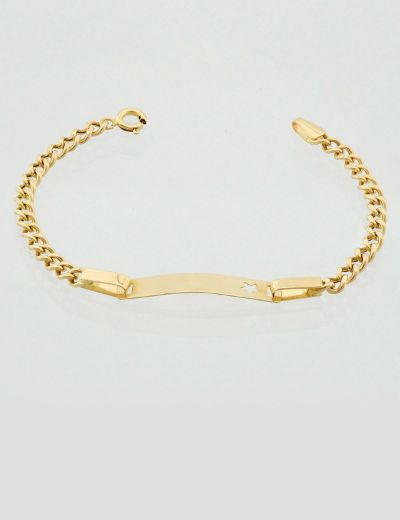 Yıldız Figürlü Altın Çocuk Künye Bileklik resmi