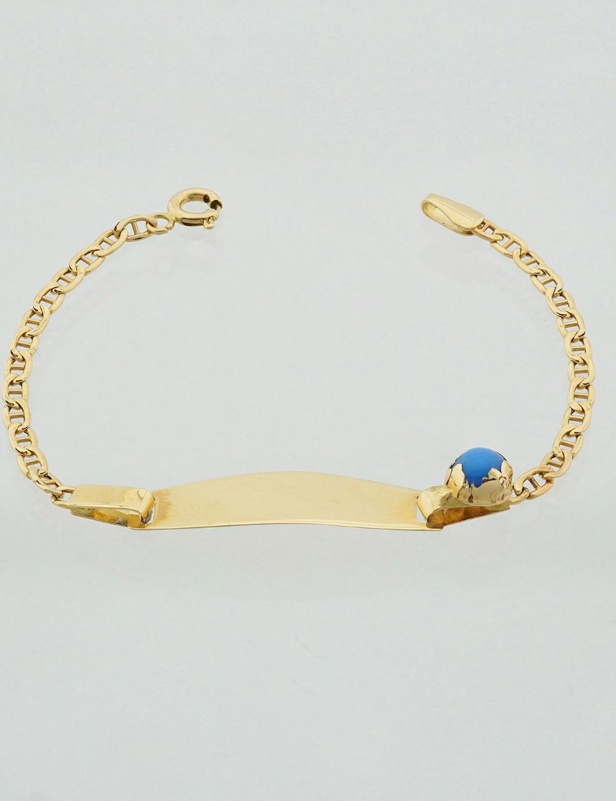 Mavi Boncuk Nazarlık Altın Çocuk Künye Bileklik resmi