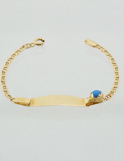 Mavi Boncuk Nazarlık Altın Çocuk Künye Bileklik resmi
