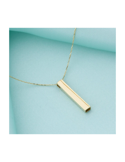 14 Ayar Altın Kare İsimli Çubuk Kolye resmi