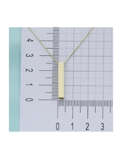 14 Ayar Altın Kare İsimli Çubuk Kolye resmi