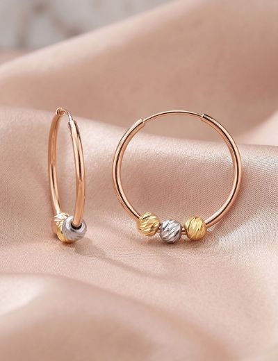 Dorikalı Pembe Altın Halka Küpe (Çapı: 2.1cm - Rose Gold) resmi