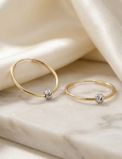 Dorikalı Altın Halka Küpe (Çapı: 2.1cm) resmi