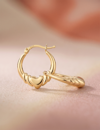 Altın Küçük Kalp Küpe (Çap: 1.6cm) resmi