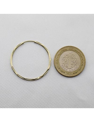 Altın Kalem İşli Halka Küpe (Çapı: 3.4cm) resmi