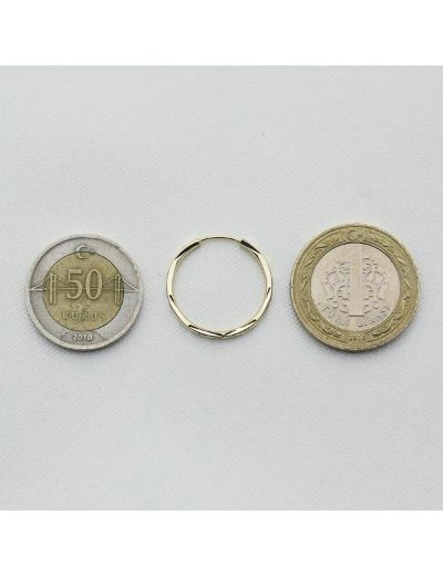 Altın Kalem İşli Halka Küpe (Çapı: 2.20cm) resmi
